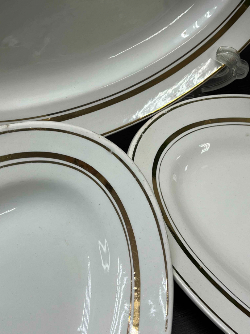 Сервировочное овальное блюдо Будянский ФЗ 1960х гг. Фаянс, позолота. Цена за 1шт. Картинка 2